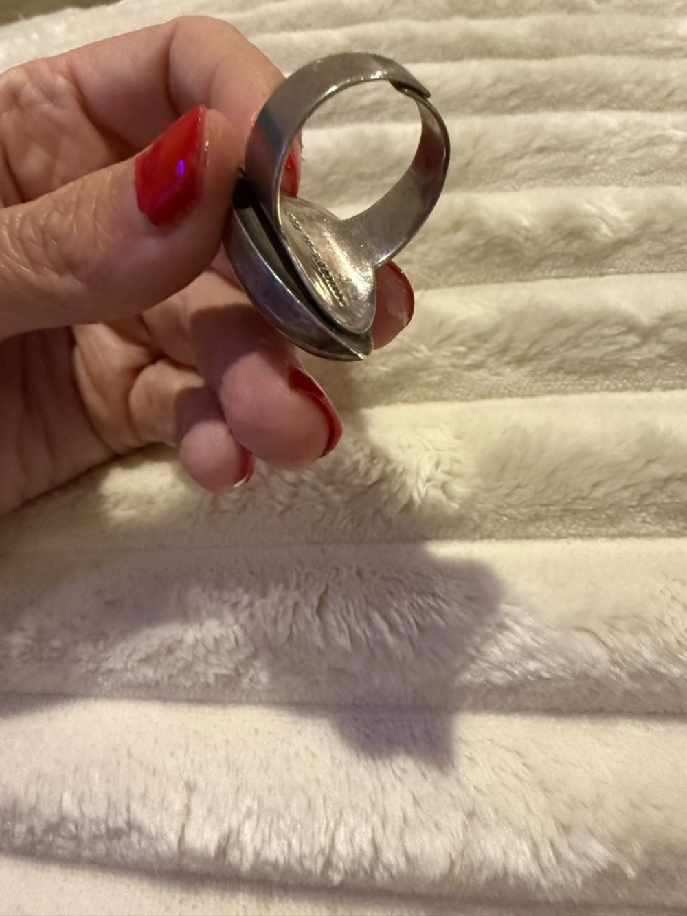 Vintage 925 Sterling Silver Mexico Navette Dome Ring Large Statement Minimalist - Picture 7 of 12